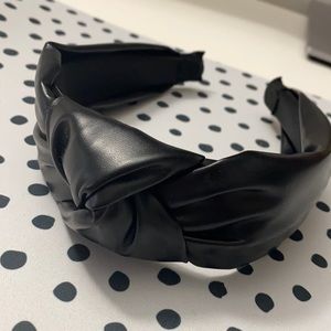 Faux Leather Black Knotted Headband
